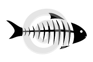 Fish skeleton line icon. Icon of fishbone. Fish skeleton on a white background. Fish menu illustration