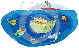 Fish and sleeping fisherman