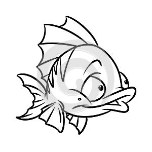 Fish smile cartoon illustration coloring page