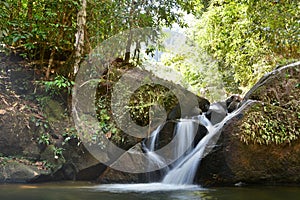 The fish spa at Ton Chongfa waterfall. Khao Lak - Lam Ru national park. Phang Nga province. Thailand