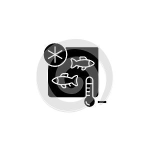 Fish storing black glyph icon