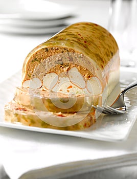 Fish and surimi crab terrine