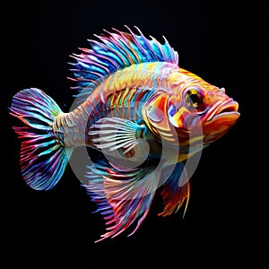 a fish with swirls of rainbow colors on its scales k uhd very