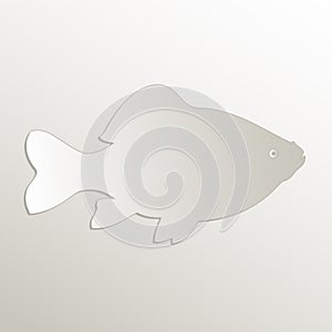 Fish symbol, carp icon, card paper 3D natural