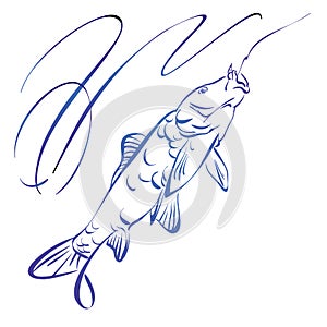 Fish symbol, hand drawn vector illustration
