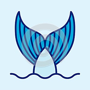 Fish tail blue vector icon illustration. Mermaid tail symbol.
