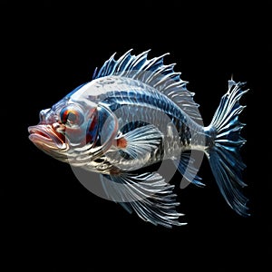 a fish with a tail made of liquid mercury k uhd very detailed