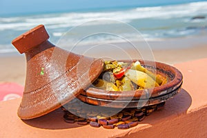 Fish tajine, traditional moroccan dish photo