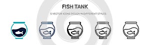 Fish tank icon in filled, thin line, outline and stroke style. Vector illustration of two colored and black fish tank vector icons