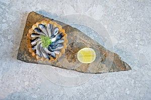 Fish Tart on Stone Slab