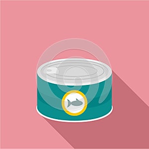 Fish tin can icon, flat style photo