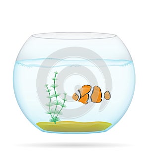 Fish in a transparent aquarium vector illustration