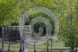 Fish traps or Crab traps for used in fishing boat in Thailand