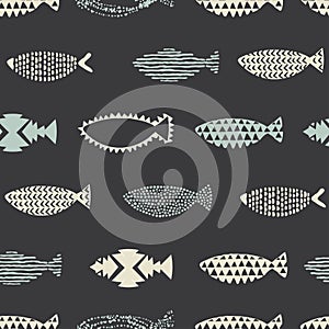 Fish trendy seamless pattern.