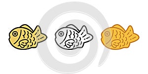 Fish vector icon Taiyaki bakery food snack salmon tuna cartoon symbol illustration doodle design