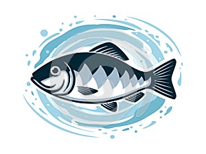 Fish vector illustration. Fish icon for packaging design and seafood market