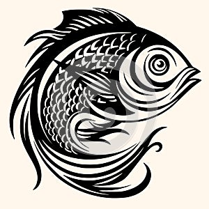 Fish vector for logo or icon, drawing Elegant minimalist style,abstract style Illustration photo