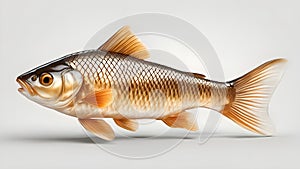 fish on white background Fish carp with scales. Raw river fish. Fresh goldfish, side view. Isolated on white background