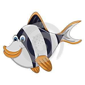 Fish white and black strip funny and smile cartoon vector illustration