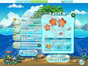 Fish world - window level complete for computer web game