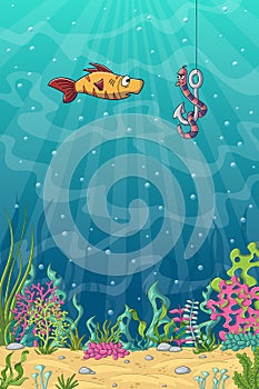 Fish And Worm on a Fishhook