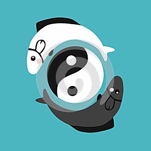 Fish Yin-Yang logo vector illustration