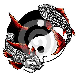 Fish Yin Yang logo vector illustration design