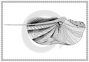 Fish in zen style art on white background, ramp