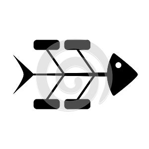 Fishbone diagram silhouette icon. Clipart image