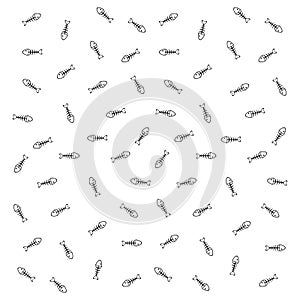 Fishbones seamless pattern in trendy flat style on white background. Black fishones pattern. Fish skeleton seamless pattern. Fish