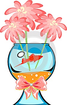 Fishbowl with platies fish