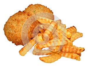 Fishcakes And Crinkle Cut Chips