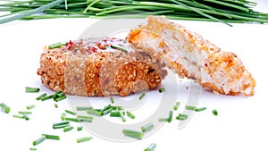 Fishcakes with sweet chilli sauce and chives