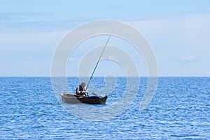Fisher in boat at Baikal