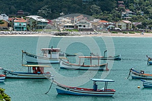FIsher boats at Armacao Beach, FLorianopolis, Brazil