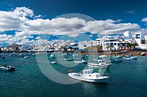 Fisher boats at the laguna Charco de San Gines, Arrecife