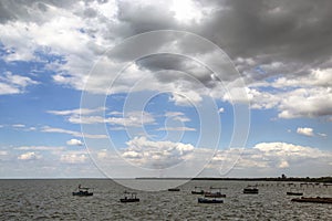 Fisher boats on the ocean