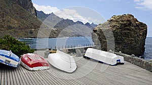 fisher boats in taganaga on tenerife island