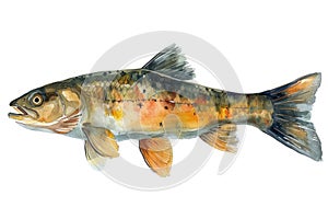 Fisher,  Pastel-colored, in hand-drawn style, watercolor, isolated on white background