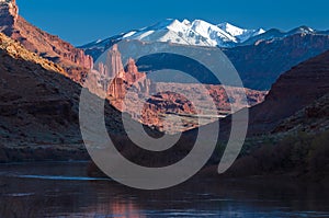 Fisher towers and La Sal Mountains photo