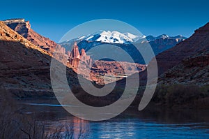 Fisher towers and La Sal Mountains photo