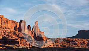 Fisher Towers Late Afternoon in the Desert North of Moab Utah.