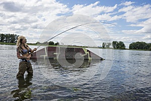 Fisher woman with capture