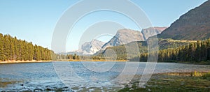 FISHERCAP LAKE ON THE SWIFTCURRENT HIKING TRAIL NEAR WILBUR CREEK IN THE MANY GLACIERS REGION OF GLACIER NATIONAL PARK MONTANA USA