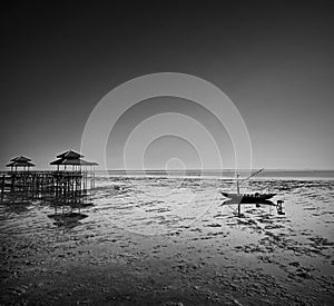 Fisherman activity on receding shore