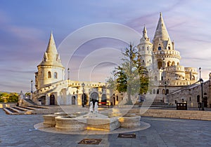 Fisherman Bastion at sunrise in Budapest, Hungary