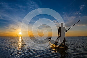 Fisherman with beautiful sunrise