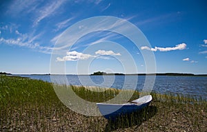 Fisherman boat on the coast of Muhu