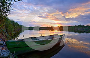 Fisherman boat on Danube Delta