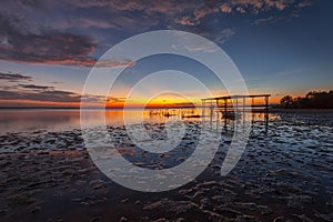 Fisherman boat at garaje during sunrise at Jubakar, Tumpat Kelantan photo